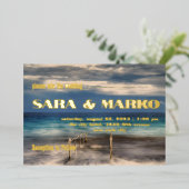 現代の文字体裁 |ミニマル結婚リスト 箔招待状 (立ち正面)