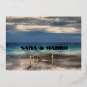 現代の文字体裁 |ミニマル結婚リスト 箔招待状 (裏面)