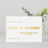 現代の文字体裁 |ミニマル結婚リスト 箔招待状 (立ち正面)