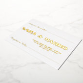 現代の文字体裁 |ミニマル結婚リスト 箔招待状 (回転した状態)