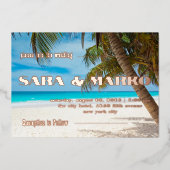 現代の文字体裁 |ミニマル結婚リスト 箔招待状 (正面)