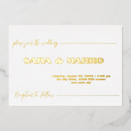 現代の文字体裁 |ミニマル結婚リスト 箔招待状