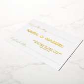 現代の文字体裁 |ミニマル結婚リスト 箔招待状 (回転した状態)