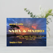 現代の文字体裁 |ミニマル結婚リスト 箔招待状 (立ち正面)