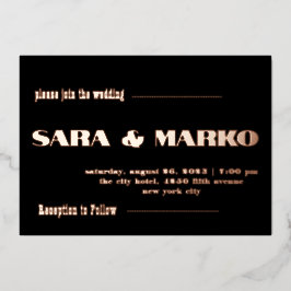 現代の文字体裁 |ミニマル結婚リスト 箔招待状