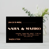 現代の文字体裁 |ミニマル結婚リスト 箔招待状 (立ち正面)