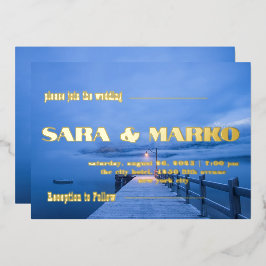 現代の文字体裁 |ミニマル結婚リスト 箔招待状