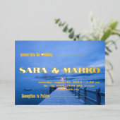 現代の文字体裁 |ミニマル結婚リスト 箔招待状 (立ち正面)