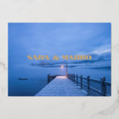 現代の文字体裁 |ミニマル結婚リスト 箔招待状 (裏面)