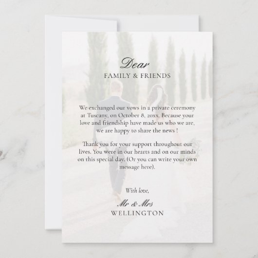 現代の新婚写真 案内状 (裏面)