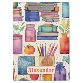 現代の新学期文具のオシャレなパターン名 クリップボード