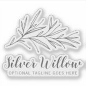 現代の植物の葉の枝シルバーミニマルロゴ シール (正面)