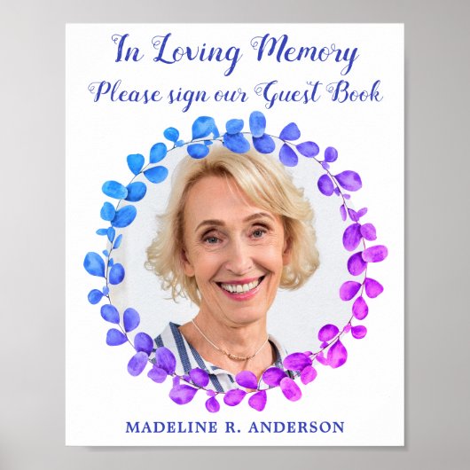 現代の植物写真追悼ゲストブック葬儀 ポスター (正面)
