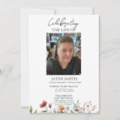 現代の植物葬儀追悼式の電子招待状 招待状 (正面)