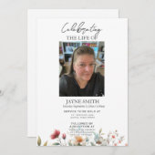 現代の植物葬儀追悼式の電子招待状 招待状 (正面/裏面)