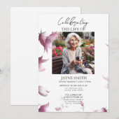 現代の植物葬儀追悼式の電子招待状 招待状 (正面/裏面)