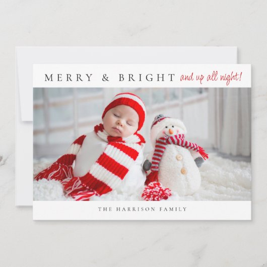 現代の楽しい誕生のお知らせ写真 シーズンカード (正面)