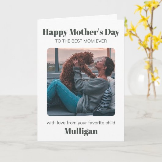 現代の母の日のシンプルなペットカスタム写真 カード (黄色い花)