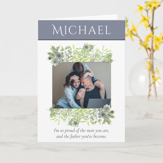 現代の水彩写真夫父親の日カード カード (黄色い花)