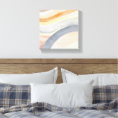現代の波 | ニュートラル モダン ウォーターカラー キャンバスプリント (インサイチュ (寝室))