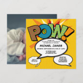 現代の洗礼 かわいい コミックブック フォト 招待状 (正面/裏面)