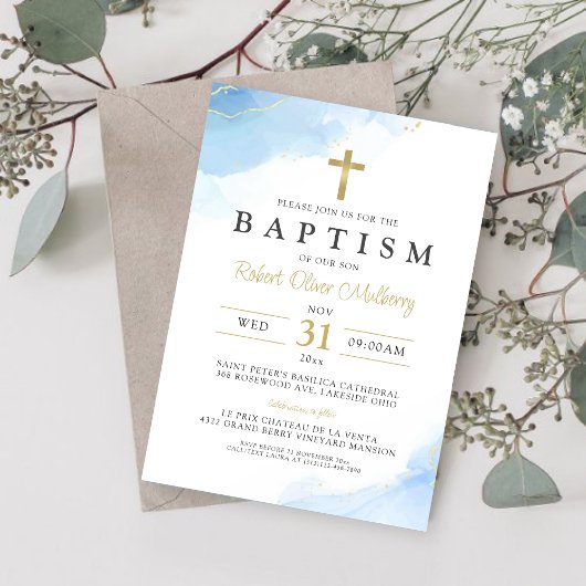 現代の洗礼　男子　招待状テンプレート 招待状