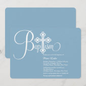 現代の洗礼 赤ちゃん男の子 フォト招待状 招待状 (正面/裏面)