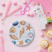  現代の海岸の貝殻 宝物 海の誕生日 ペーパープレート (パーティー)