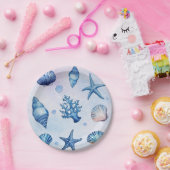  現代の海岸の貝殻 宝物 海の 誕生日 ペーパープレート (パーティー)