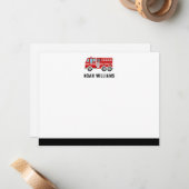 現代の消防車 子供用 個人名入り フラット ノートカード (正面/裏面インサイチュ)