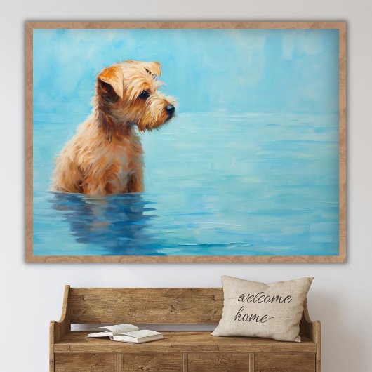 現代の犬の絵画、抽象的な犬のキャンバス ポスター
