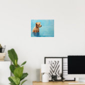 現代の犬の絵画、抽象的な犬のキャンバス ポスター (ホームオフィス)