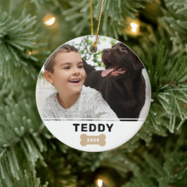 現代の犬の骨カスタム子犬の名前と写真 セラミックオーナメント