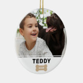 現代の犬の骨カスタム子犬の名前と写真 セラミックオーナメント (右)