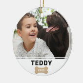 現代の犬の骨カスタム子犬の名前と写真 セラミックオーナメント (左)