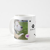 現代の犬2枚の写真ハート 名前 コーヒーマグカップ (正面左)