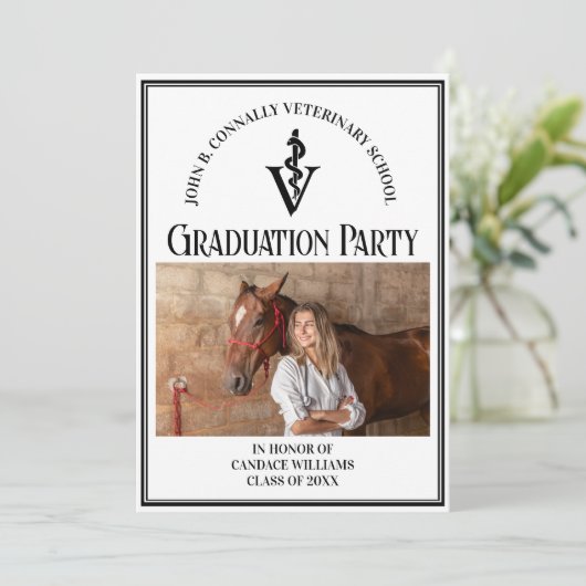 現代の獣医学校の写真 卒業パーティー 招待状 (スタンド正面)