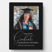 現代の白と黒の卒業記念プレート フォトプラーク (正面)