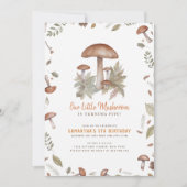 現代の秋のポルチーニ茸の森の誕生日 招待状 (正面)