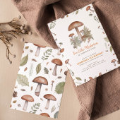 現代の秋のポルチーニ茸の森の誕生日 招待状