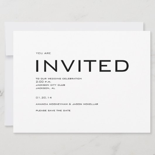 現代の結婚式お知らせカード 招待状 (正面)