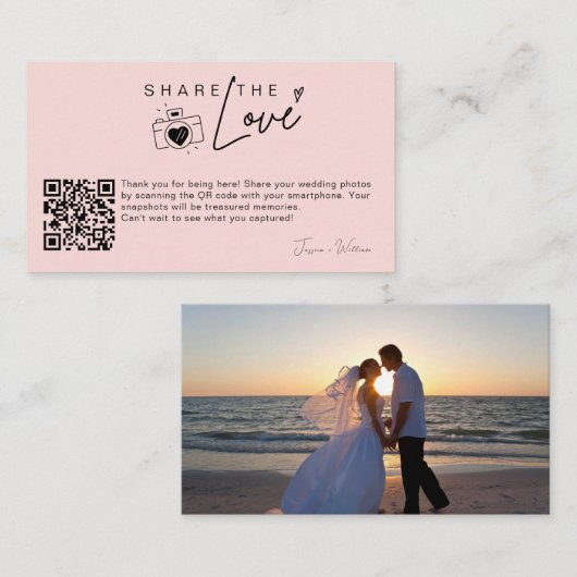 現代の結婚式の写真をシェアしよう 愛のQRコード エンクロージャーカード (正面/裏面)