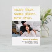 現代の結婚式延期 ポストカード ゴールド箔 (立ち正面)