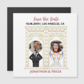 現代の結婚式QRコード 名前 日付 写真 ウェブサイトを追加 マグネット招待状 (正面/裏面)