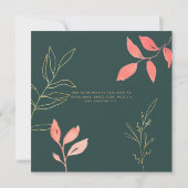 現代の結婚記念日 コーラル ターコイズ 招待状 (裏面)