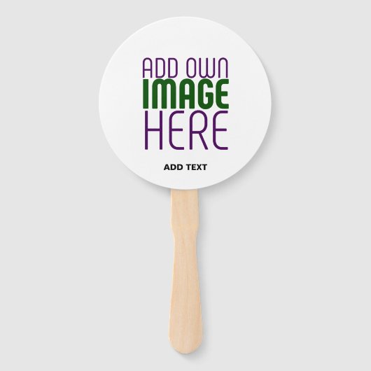 現代の編集可能なシンプルな白い画像テキストテンプレート ハンドファン (正面)