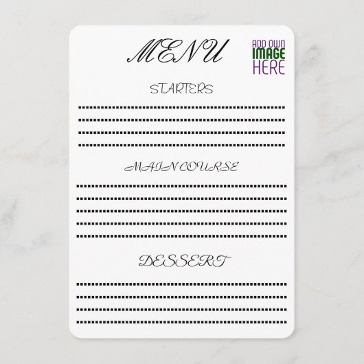 現代の編集可能なシンプルな白い画像テキストテンプレート メニュー (正面)