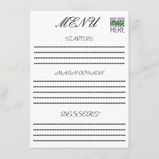 現代の編集可能なシンプルな白い画像テキストテンプレート メニュー (正面)