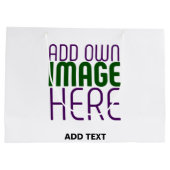 現代の編集可能なシンプルな白い画像テキストテンプレート ラージペーパーバッグ (裏面)