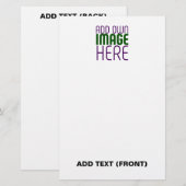 現代の編集可能なシンプルな白い画像テキストテンプレート 便箋 (正面/裏面)